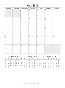 2019 calendar may portrait