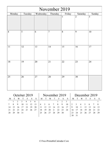2019 calendar november portrait