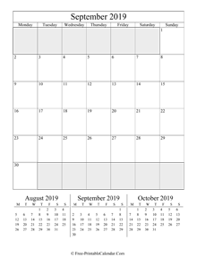 2019 calendar september portrait