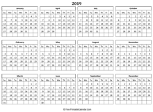 2019 landscape calendar