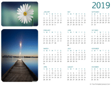 2019 photo calendar (horizontal layout)
