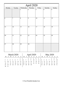 2020 calendar april portrait