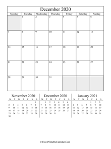 2020 calendar december portrait
