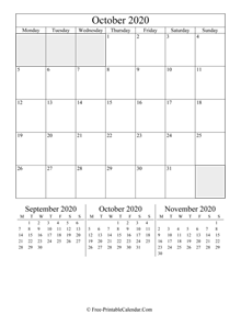2020 calendar october vertical layout