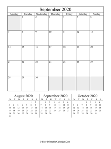 2020 calendar september vertical layout
