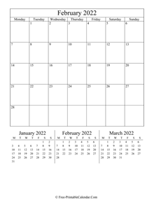 2022 calendar february portrait
