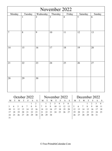 2022 calendar november vertical layout