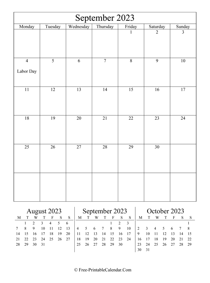 2023 Calendar September (Portrait Layout)