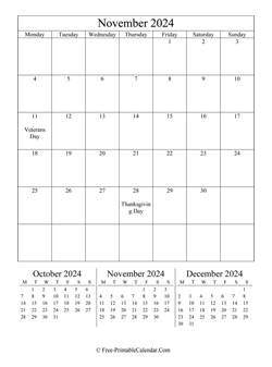 2024 calendar november vertical layout