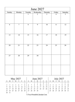 2027 calendar june portrait