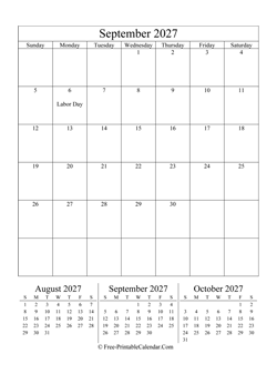 2027 calendar september portrait