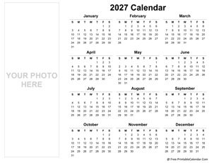 2027 yearly photo calendar