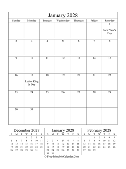 2028 calendar january vertical layout