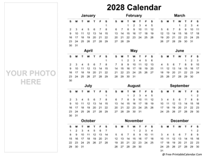 2028 yearly photo calendar