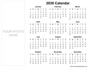 2030 yearly photo calendar