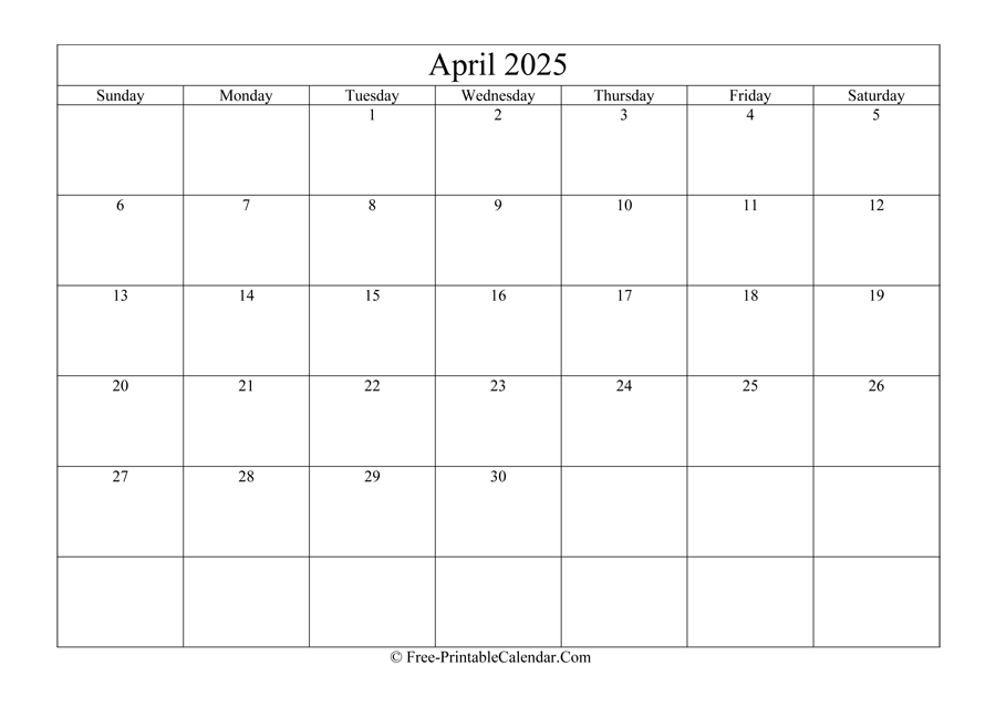 April 2025 Calendar Printable with Holidays