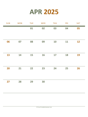 april 2025 printable calendar