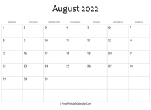 august 2022 calendar printable with holidays