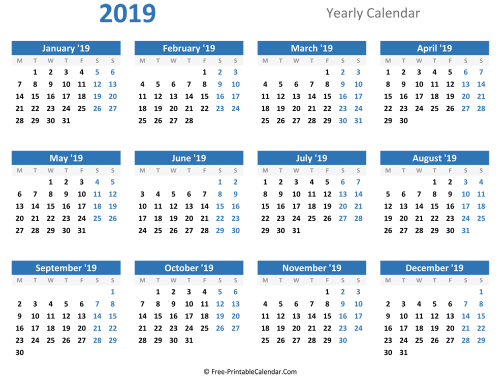 blank-yearly-calendar-2019-horizontal-layout
