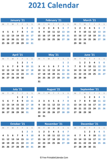 blank yearly calendar 2021 vertical
