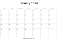 editable 2020 january calendar