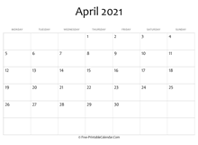 editable 2021 april calendar