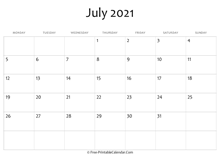 editable 2021 july calendar