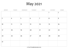calendar may 2021 editable