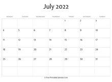 calendar july 2022 editable