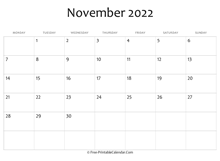 calendar november 2022 editable