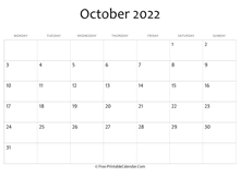editable 2022 october calendar
