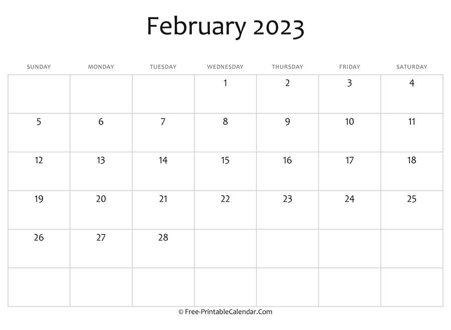 Editable 2023 February Calendar