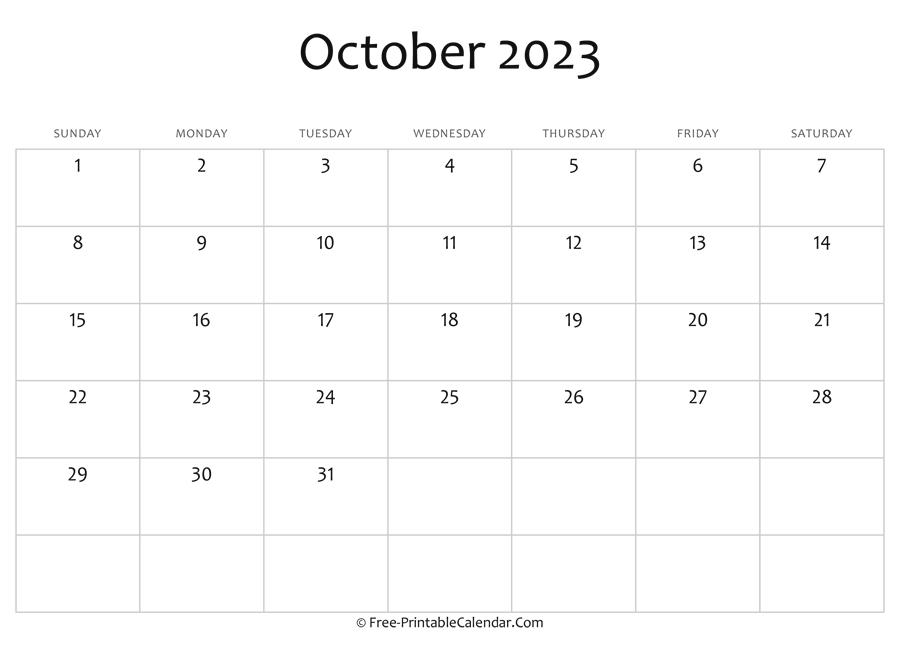 Editable 2023 October Calendar