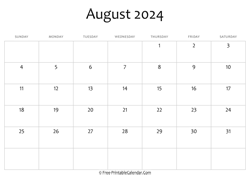 calendar august 2024 editable