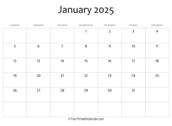 calendar january 2025 editable