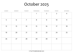 calendar october 2025 editable