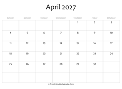 calendar april 2027 editable