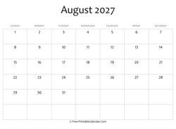 editable 2027 august calendar