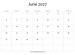 editable 2027 june calendar