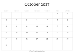 editable 2027 october calendar