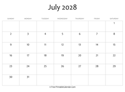 calendar july 2028 editable