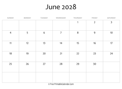 editable 2028 june calendar