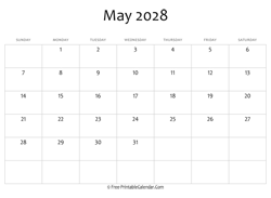editable 2028 may calendar