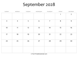 calendar september 2028 editable