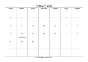 february 2023 calendar printable holidays