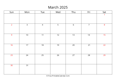 Printable Calendar March 2025