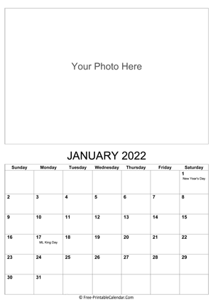 january 2022 photo calendar