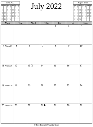 july 2022 calendar vertical