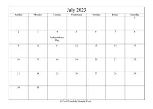 july 2023 calendar printable holidays