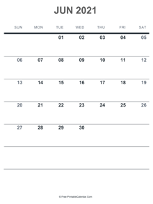 june 2021 printable calendar